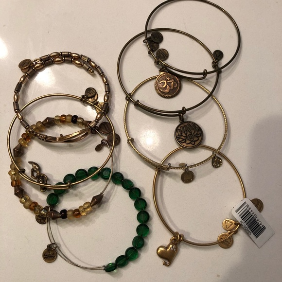 Stack of 8 Alex and Ani bracelets - Picture 1 of 2